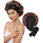 Luxury Double-Sided Satin Bonnet with Elastic Band(Black + brown lining)