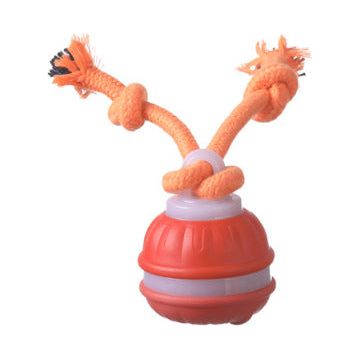 Interactive Dog Chew Toy with Rope - Durable Treat Dispensing Ball for Play & Dental Health(red)