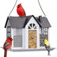 Charming House-Shaped Hanging Bird Feeder - Durable Metal Design for Wild Birds(white)