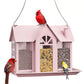 Charming House-Shaped Hanging Bird Feeder - Durable Metal Design for Wild Birds(pink)