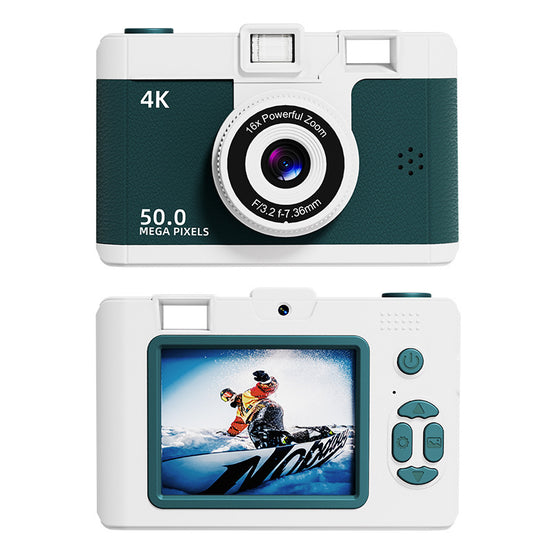 Compact 4K Digital Camera - 50MP, 16x Zoom, 2.4-inch IPS Screen, WiFi & Fill Light - Retro CCD Style(Green)