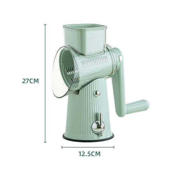 Multi-Function Rotary Vegetable Slicer & Grater - 5 Blade Types (10 Pcs Total) with Storage Box-white