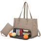 Stylish Quilted Laptop & Lunch Tote Bag , Water-Resistant with Insulated Compartment & Clutch(Khaki)