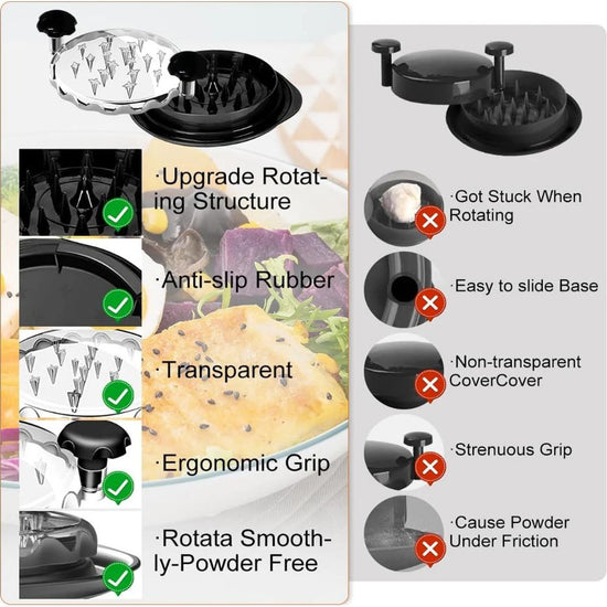 Upgraded Meat Shredder Tool - Rotating Chicken & Pork Puller with Anti-Slip Base & Ergonomic Grips(black)