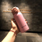 Good Luck" Mini Stainless Steel Thermos Flask - 350ml Leakproof Insulated Bottle with Pop-Up Lid & Strap(pink)"