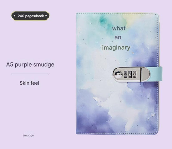 A5 Tie-Dye Journal with Combination Lock - 240 Pages, Soft Touch Cover Diary(Purple)