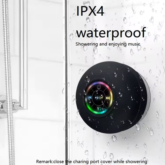IPX4 Waterproof Bluetooth Shower Speaker with Suction Cup & LED Lights - Hands-Free Calling(white)