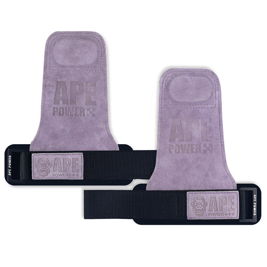 Heavy Duty Weightlifting Grips - Anti-Slip Cowhide Palm Protectors with Neoprene Wrist Support & Adjustable Straps(Purple)