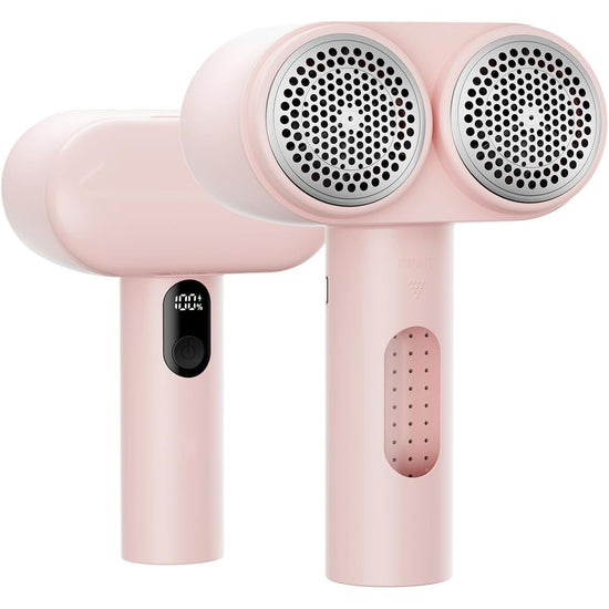 Dual-Head Electric Lint Remover - USB-C Rechargeable, LED Display, 4-Size Honeycomb Mesh(Pink)