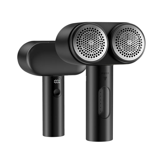 Dual-Head Electric Lint Remover - USB-C Rechargeable, LED Display, 5-Size Honeycomb Mesh(Black)