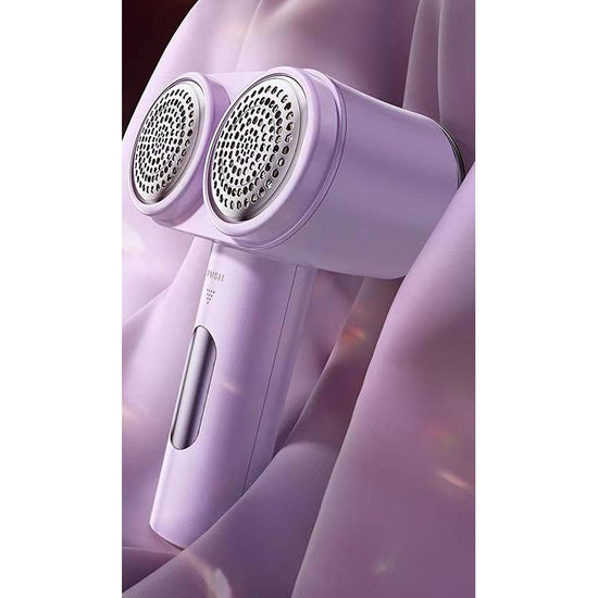Dual-Head Electric Lint Remover - USB-C Rechargeable, LED Display, 6-Size Honeycomb Mesh(Purple)