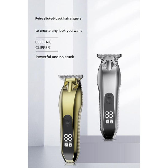 Professional Electric Hair Clipper & Beard Trimmer - USB Rechargeable, LED Display(Silver)