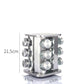 Modern stainless steel rounded corner rotating spice rack with 12 empty glass jars (88 ml each)
