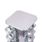 Modern stainless steel rounded corner rotating spice rack with 16 empty glass jars (88 ml each)