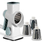 White Rotary Cheese Grater & Vegetable Slicer - Manual Shredder with 3 Interchangeable Drums