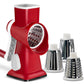 White Rotary Cheese Grater & Vegetable Slicer - Manual Shredder with 3 Interchangeable Drums