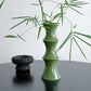 Glossy GreenCeramic Vase - Unique Bamboo-Look Design (25.5x9x7cm)