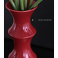 Glossy Red Ceramic Vase - Unique Bamboo-Look Design (25.5x9x7cm)