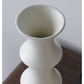 Matte White Ceramic Vase - Unique Bamboo Shape Design (25.5x9x7cm)