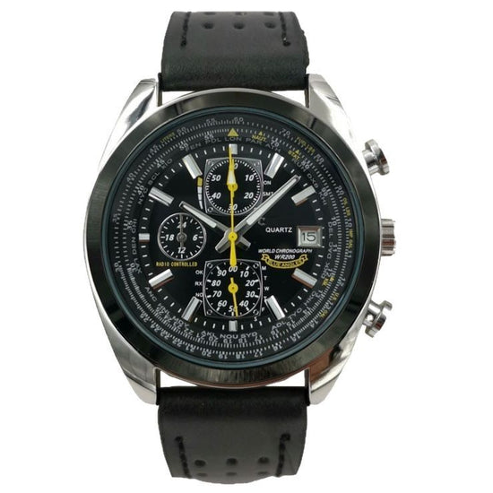 Leather Strap Black Dial Elegant Men&