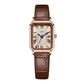 Rose gold shell lotus root plate coffee belt Ladies Quartz Watch - Classic Rectangular, Leather Band
