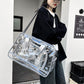 Silver transparent Multi-Purpose Clear PVC Bag - Travel, Fitness, Storage Tote (50x32x18cm)