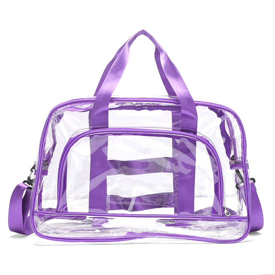 Purple transparent Multi-Purpose Clear PVC Bag - Travel, Fitness, Storage Tote (42x26x15cm)