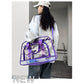 Purple transparent Multi-Purpose Clear PVC Bag - Travel, Fitness, Storage Tote (42x26x15cm)