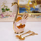 Elegant Swan Base Spoon Holder Set with 6 Coffee/Dessert Spoons(Gold and white spoon)