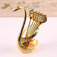 Gold Elegant Swan Cutlery Holder Set with 6 Dessert Spoons