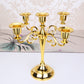 Gold Elegant Metal Candelabra 5 Arm Candle Holder -  Decorative Candelabra for Home, Weddings, Events