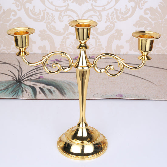 Gold Elegant Metal Candelabra 3 Arm Candle Holder -  Decorative Candelabra for Home, Weddings, Events