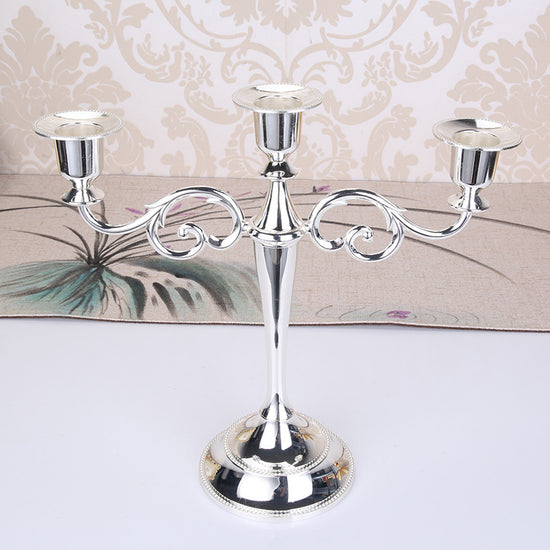 Silver Elegant Metal Candelabra 3 Arm Candle Holder -  Decorative Candelabra for Home, Weddings, Events