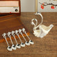 Silver Elegant Double Swan Cutlery Holder Set with 6pcs Spoons