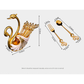 Silver Elegant Double Swan Cutlery Holder Set with 6pcs Fork