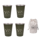 Green 304 Stainless Steel Camping Cup - 350ml Outdoor Drinkware(Set of 4 with Bag)