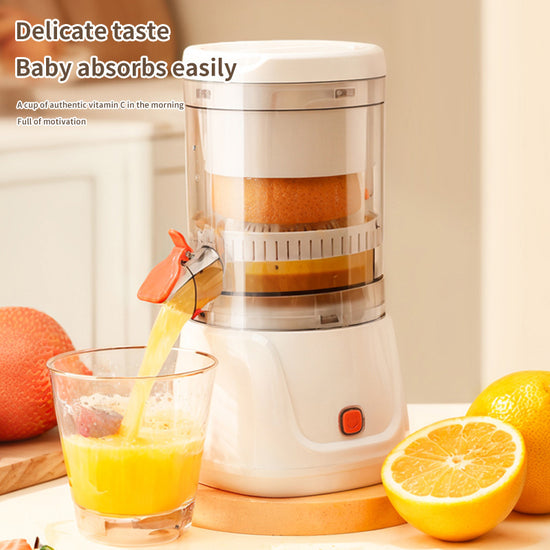 White Electric Citrus Juicer Press - Portable, Large Caliber, One-Click Operation(3.7v 1500 mAh battery)