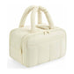 White Puffy Travel Wash Bag with Wide-Mouth Access and Wet-Dry Pockets