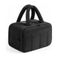 Black Puffy Travel Wash Bag with Wide-Mouth Access and Wet-Dry Pockets