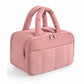 Peach Puffy Travel Wash Bag with Wide-Mouth Access and Wet-Dry Pockets
