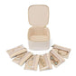White Compact Travel Jewelry Box with 6 Individual Velvet Zipper Pouches
