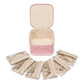 Pink Compact Travel Jewelry Box with 6 Individual Velvet Zipper Pouches