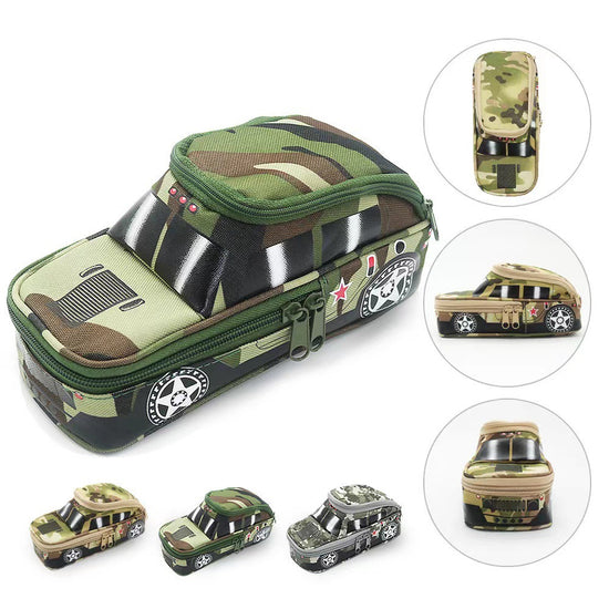 Three-piece camouflage pencil case - school supplies for students