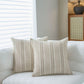 Textured Vertical Striped Pillowcases - Scandinavian Home Decor Accents (Green Stripes Pair - 45x45cm)