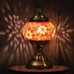 Red Exotic Mosaic Table Lamp - Handmade Turkish/Moroccan Style, 3-Color LED (Style 3)