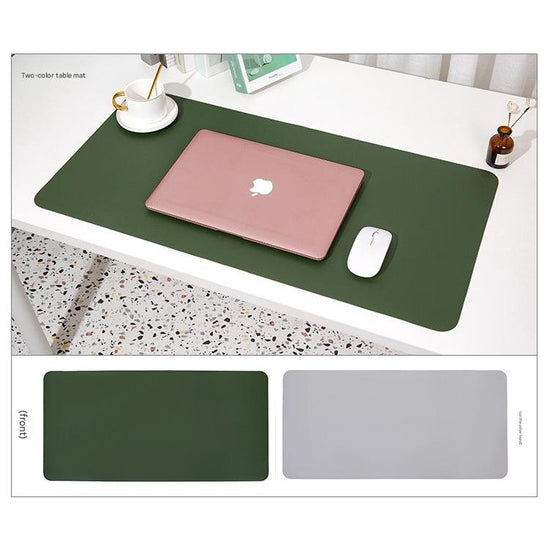Dark green/gray Extra-Large Leather Table Mat for Study & Work - Pad for Students & Office Use (100x50cm)