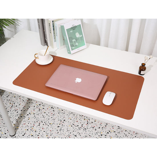 Reddish brown/gray Extra-Large Leather Table Mat for Study & Work - Pad for Students & Office Use (100x50cm)