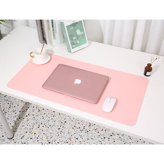 Smoky pink/light blue Extra-Large Leather Table Mat for Study & Work - Pad for Students & Office Use (100x50cm)