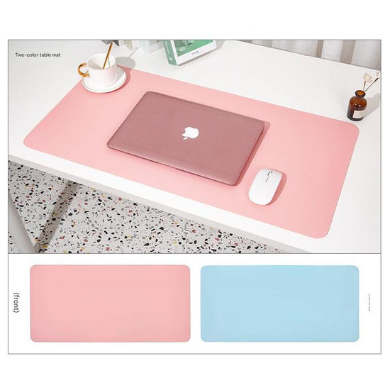 Smoky pink/light blue Extra-Large Leather Table Mat for Study & Work - Pad for Students & Office Use (100x50cm)