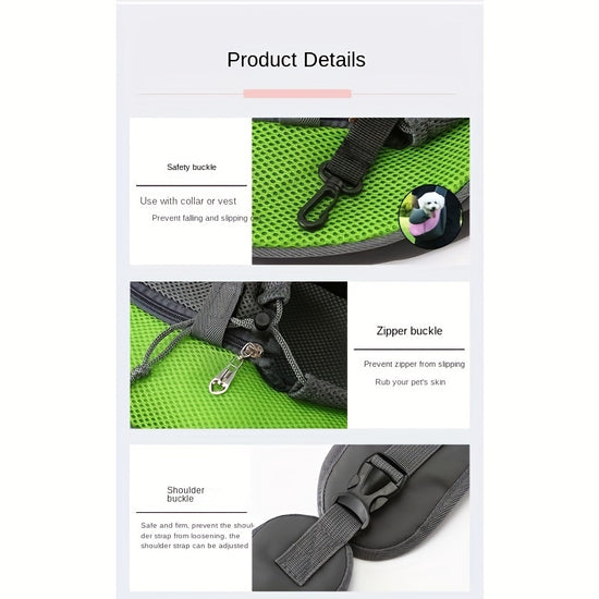 Black Portable Oxford Fabric Pet Carrier for Cats and Puppies (Size L)